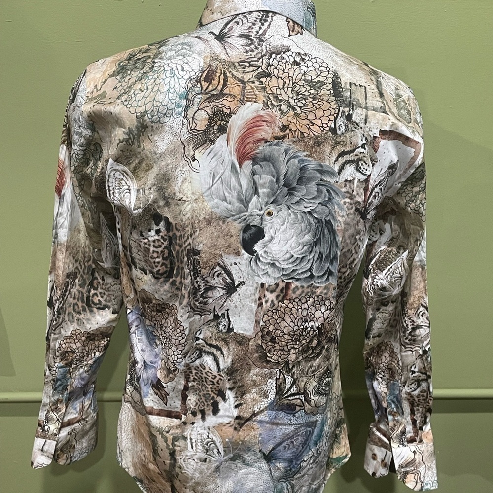 Barabas shirt button stone modern fit lion/floral print - Picture 4 of 5